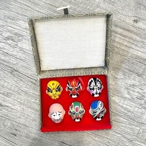 Kabuki Opera Japanese Ceramic Masks in box